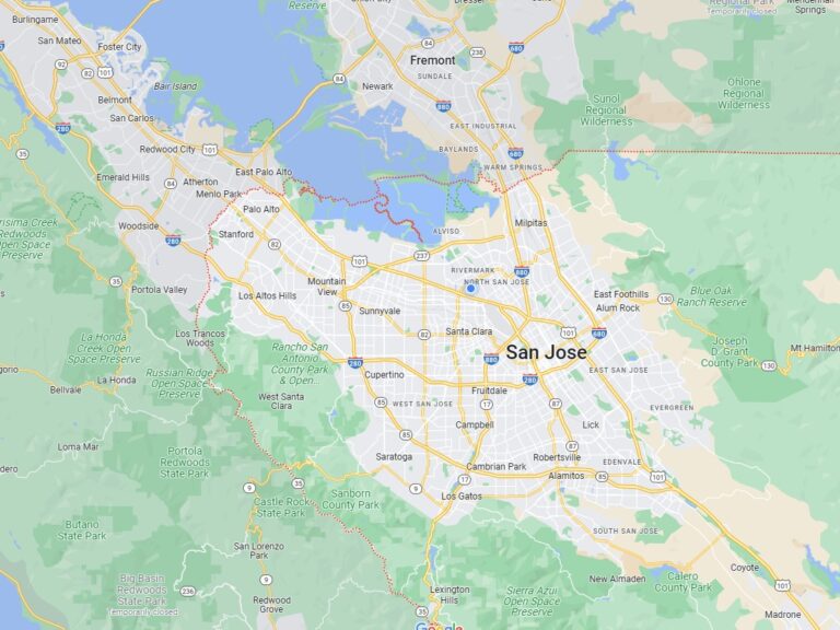 Service Area Map for Furnace Repairs in San Jose